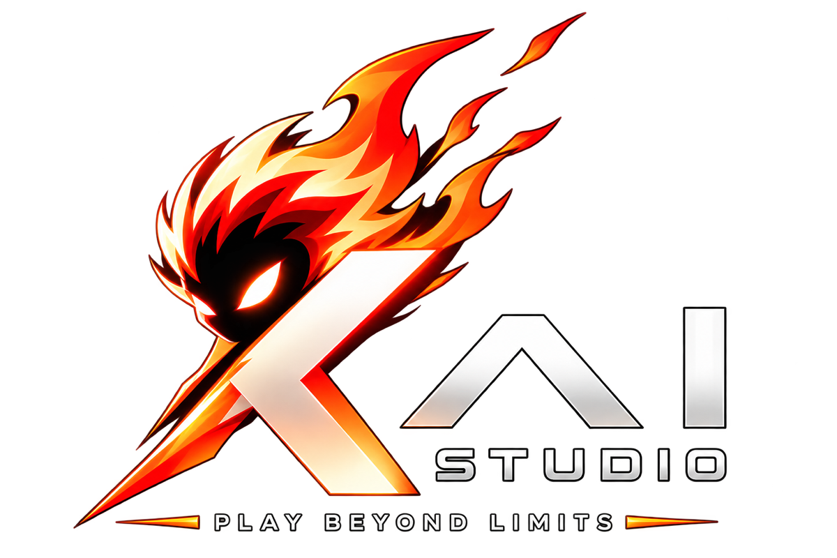 KAI STUDIO logo, Blaze edition — a fire character with the K mark