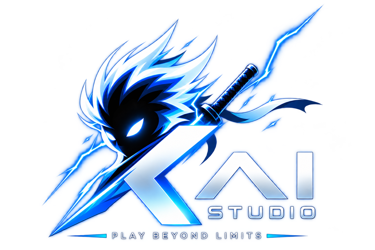 KAI STUDIO logo, Raijin edition — a lightning character holding a katana